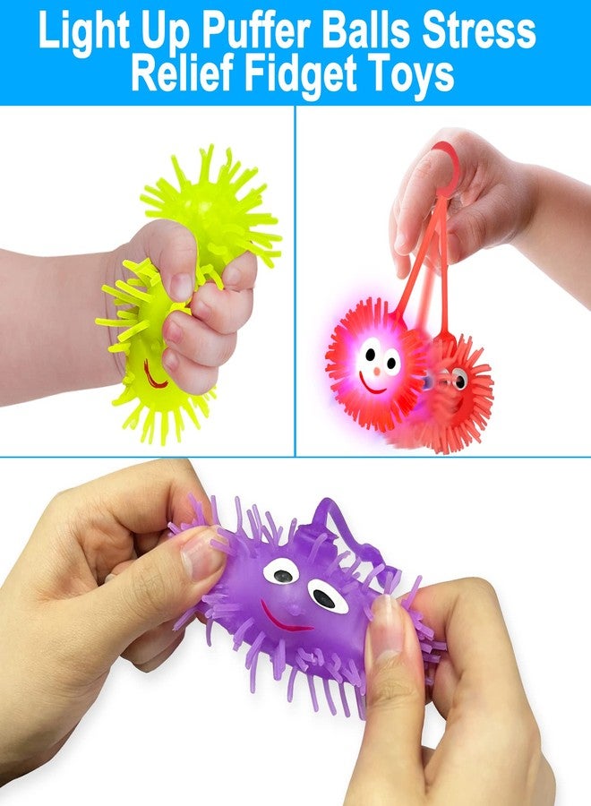 AMENON 12 Pack Prefilled Easter Eggs with Fidget Toys Light Up Puffer Balls Squeeze Sensory Stress Relief Toys Plastic Surprise Easter Hunt Fillers Basket Essential Stuffers Kids Boys Girls Party Favors - Image 3